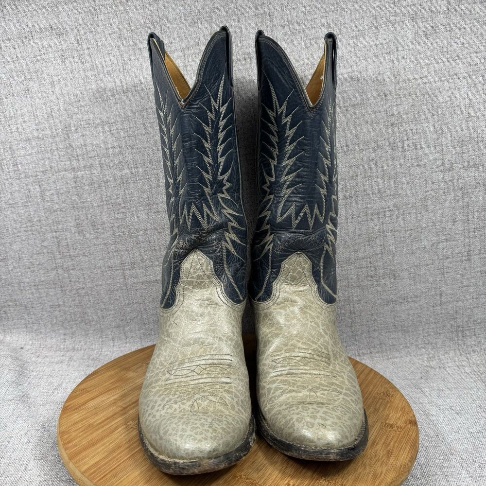 Vintage Nocona Western Boots Men's 10 D Cowboy Leather - Picture 3 of 9